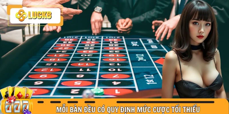 Mỗi bàn đều có quy định mức cược tối thiểu